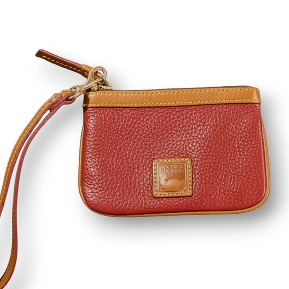 (1577) Dooney & Bourke Red Zippered Wristlet - Pebbled Leather - Picture 1 of 9